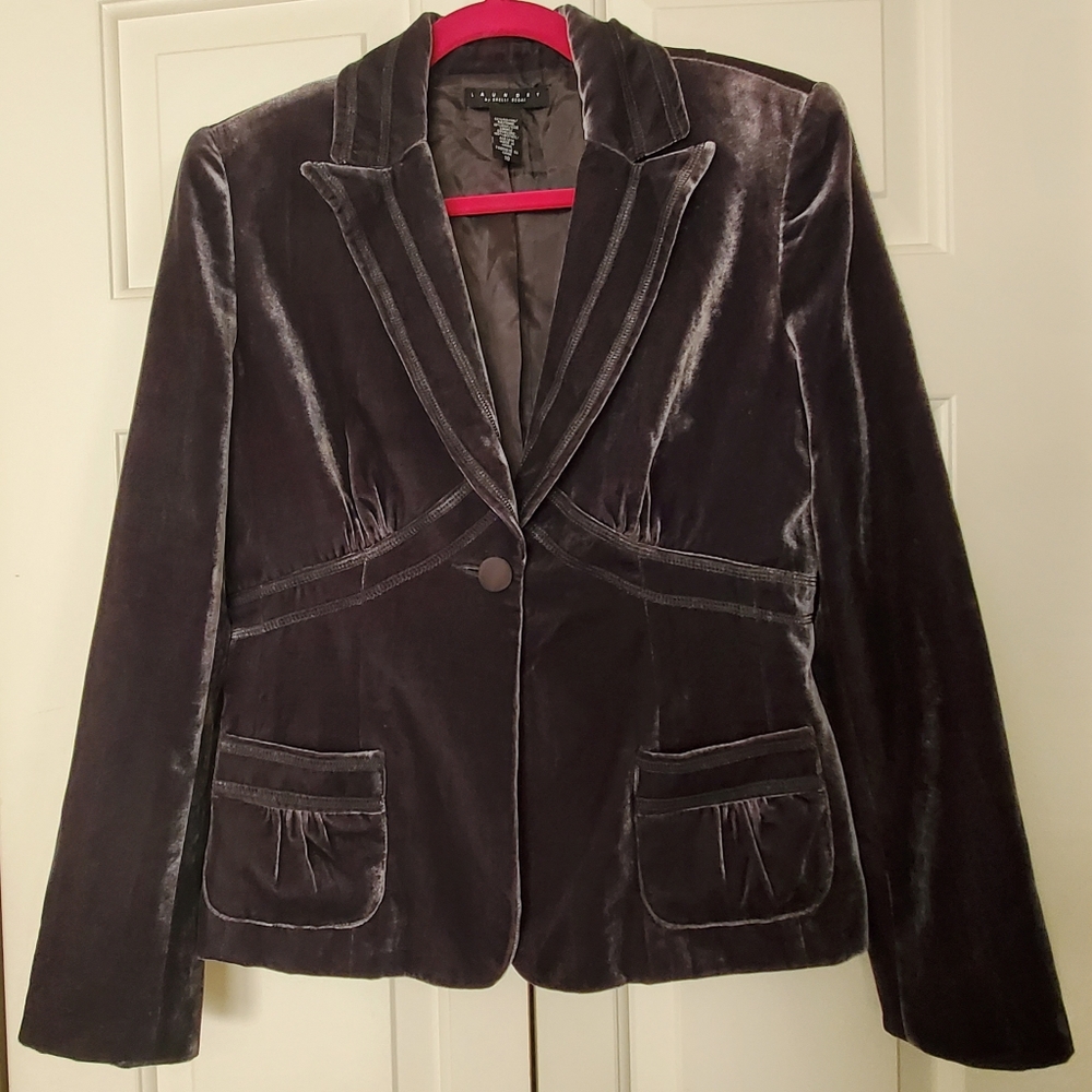 Laundry by Shelli Segal charcoal gray velvet blazer jacket. 10